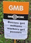 A GMB placard A GMB placard