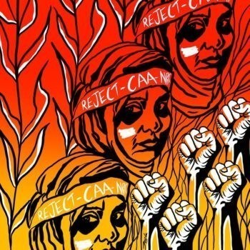 30092021CAANRCForTricontinental | MR Onlinenbsp | A Muslim woman protests the Citizenship Amendment Act CAA Illustration Jazila Lulu India Young Socialist Artists Reference photo Vikas Thakur India Tricontinental Institute for Social Research Delhi December 2019 | MR Online