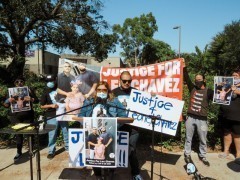 LA protest demands justice for Leo Chavez, Chicano man killed by California Highway Patrol. LA protest demands justice for Leo Chavez, Chicano man killed by California High