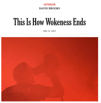 NYTBrooksWokeness | MR Onlinenbsp | David Brooks New York Times 51321 on woke language Performing the discourse by canceling and shaming becomes a way of establishing your status and power as an enlightened person | MR Online