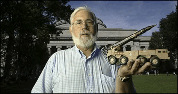 PostolBostonGlobe | MR Onlinenbsp | Postol featured in The Boston Globe with a replica of a Patriot missile | MR Online