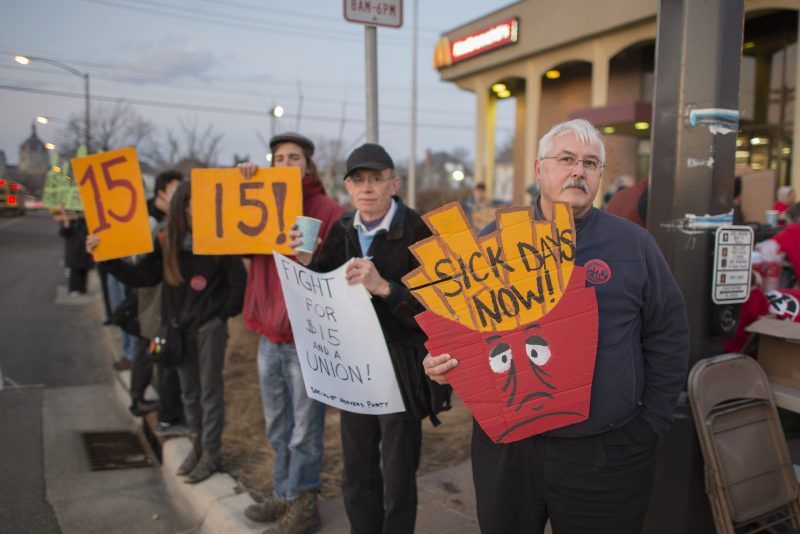 Fast food workers on strike