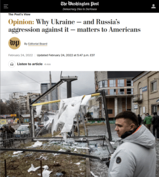 WaPoUkraineMatters | MR Online | The Washington Post 22422 described the Ukraine invasion as an aggressors bombs missiles and tanks are wreaking horror and havoc on a weaker neighborwhile the USs similarly illegal invasions were Middle Eastern wars that ended without clear victory | MR Online