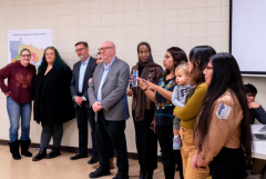 Grassroots immigrant rights leaders and state legislators address the community meeting for drivers license for all. Grassroots immigrant rights leaders and state legislators address the community